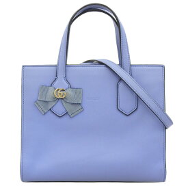 【本物保証】 グッチ GUCCI GGリボン ロゴ 2WAYバッグ ハンドバッグ ショルダーバッグ レザー ブルー 日本限定 443089 525040 【中古】