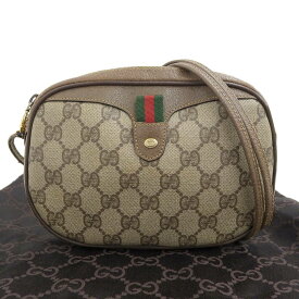 【本物保証】 布袋付 グッチ GUCCI オールドグッチ シェリーライン GGプラス 斜め掛け ショルダーバッグ ポーチ 茶 ブラウン系 007 58 6112 【中古】