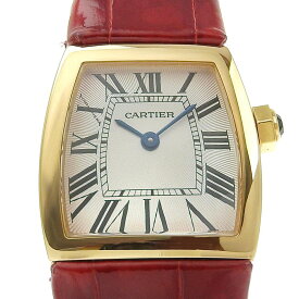 【本物保証】 新品同様 カルティエ CARTIER ラドーニャSM W6400356 シルバー文字盤 K18YG レザー クォーツ 21.5ミリ レディース 腕時計 【中古】
