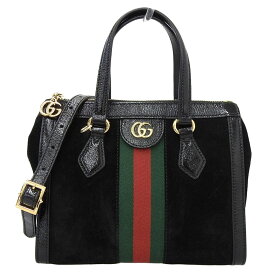 【8/1 P2倍】【本物保証】 グッチ GUCCI オフィディア シェリーライン GG ダブルG 2WAYバッグ ハンドバッグ スエード ブラック 547551 520981 【中古】