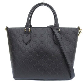 【本物保証】 超美品 グッチ GUCCI グッチシマ ロゴ 2WAYバッグ 432124 204991 ハンドバッグ ショルダーバッグ レザー ブラック 黒 【中古】