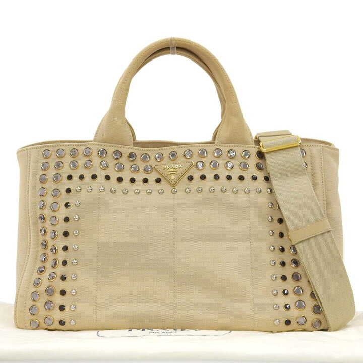 楽天市場】【本物保証】 布袋付 超美品 プラダ PRADA カナパ ビジュー  