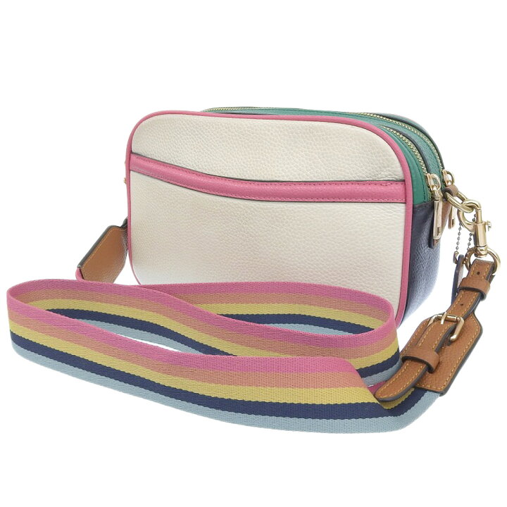 COACH ショルダーバッグ ロゴ レザー ピンク系 ボルドー系 F72704  