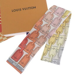 【本物保証】 箱付 新品同様 ルイヴィトン LOUIS VUITTON バンドー マイLVタグ スカーフ シルク ブロン M77678 ロゴ 希少 レア 【中古】