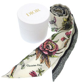 【本物保証】 箱付 超美品 クリスチャン ディオール Christian Dior ミッツア スカーフ ツイリー 花 フラワーモチーフ シルク 15MIF106I611 【中古】