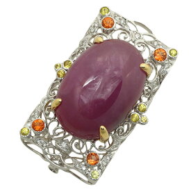 【本物保証】 鑑付 新品同様 ペンダント付ブローチ 約28.0g K18WG/YG K14WG サファイア64.53ct 各色石1.31ct ダイヤ0.29ct ノーブランド 【中古】