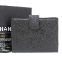 楽天市場】シャネル 13497 キャビアスキン がま口財布 ブラックの通販