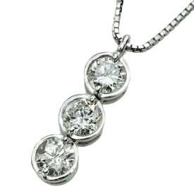 【本物保証】 新品同様 3Pダイヤモンド 一連 ネックレス 3.9g K18WG ダイヤモンド1.00ct 上品 かわいい ノーブランド No brand 【中古】