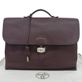 【本物保証】 布袋付 エルメス HERMES サックアデペッシュ41 □L刻印 ブリーフケース トリヨンクレマンス ルージュアッシュ シルバー金具 【中古】