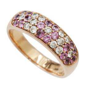 【本物保証】 鑑付 新品同様 リング 指輪 約5.1g K18PG 天然サファイア メレピンクサファイア0.75ct メレダイヤ0.45ct 約15号 ノーブランド 【中古】