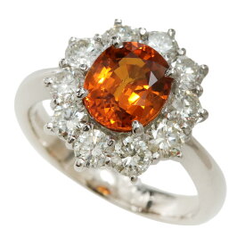 【本物保証】 鑑付 新品同様 リング 約6.9g Pt900 ゴールデンサファイア 2.052ct メレダイヤ 1.30ct 約11号 天然コランダム ノーブランド 【中古】