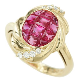 【本物保証】 鑑付 新品同様 リング 約5.5g K18YG メレピンクサファイア 1.50ct メレダイヤ 0.120ct 約12号 天然コランダム ノーブランド 【中古】