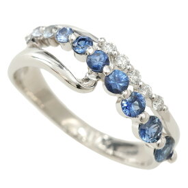 【本物保証】 鑑付 新品同様 リング 約5.9g Pt900 ブルー メレサファイア 0.80ct メレダイヤ0.10ct 約17.5号 天然コランダム ノーブランド 【中古】