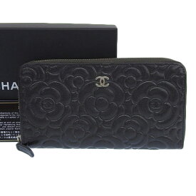【本物保証】 箱・保付 超美品 シャネル CHANEL カメリア ココマーク ラウンドファスナー長財布 A82281 シール付 28番台 ロゴ 【中古】