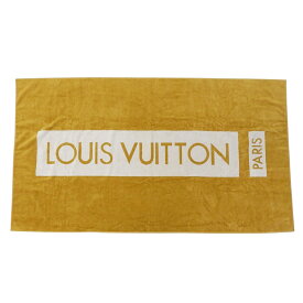 【本物保証】 希少 レア 新品同様 ルイヴィトン LOUIS VUITTON ロゴ 大判 タオルケット ブランケット コットン イエロー系 ホワイト 【中古】