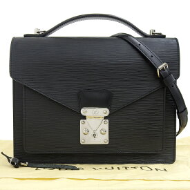 【本物保証】 布袋付 ルイヴィトン LOUIS VUITTON エピ モンソー 手提げバッグ ショルダーバッグ M52792 2WAYバッグ ノワール シルバー金具 【中古】