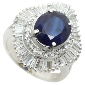 【本物保証】 鑑付 新品同様 リング 指輪 約14.3g Pt900 サファイア 3.97ct メレダイヤモンド 2.11ct 約12号 3ct up ノーブランド No brand 【中古】