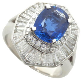 【本物保証】 鑑付 新品同様 リング 指輪 約12.1g プラチナ Pt900 サファイア 2.65ct メレダイヤ 1.57ct 約11.5号 ノーブランド No brand 【中古】