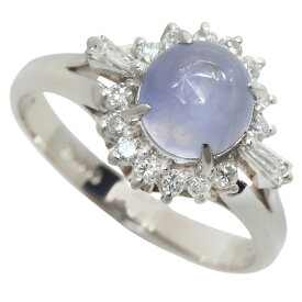 【本物保証】 鑑付 新品同様 リング 指輪 約5.4g Pt900 スターサファイア 2.40ct メレダイヤモンド 0.33ct 約13号 ノーブランド No brand 【中古】