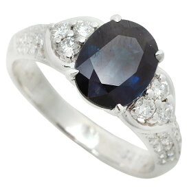 【本物保証】 鑑付 新品同様 リング 指輪 約6.2g Pt900 サファイア 2.75ct メレダイヤモンド 0.43ct 約13号 2ct up ノーブランド No brand 【中古】