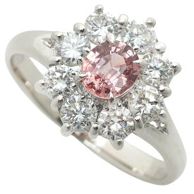 【本物保証】 保付 新品同様 リング 指輪 約5.4g Pt900 パパラチアサファイア 0.578ct メレダイヤ 0.82ct 約12号 ノーブランド No brand 【中古】