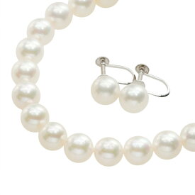 【本物保証】 鑑付 超美品 ネックレス イヤリング セット 約38.1g /2.5g SV環/K14WG アコヤ真珠 約7.5ミリ～約8.0ミリ パール ノーブランド 【中古】