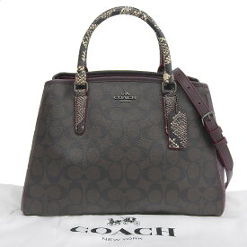 【本物保証】 布袋付 新品同様 コーチ COACH シグネチャー 2WAYバッグ F38380 ハンドバッグ ショルダーバッグ ブラウン ボルドー 【中古】