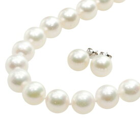 【本物保証】 鑑付 超美品 ネックレス ピアス セット 約57.5g/2.8g K14WG アコヤ真珠 約9.5ミリ～約10.0ミリ パール ノーブランド No brand 【中古】