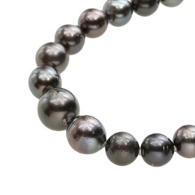 【本物保証】 鑑付 超美品 ネックレス 約61.1g シルバー環 黒蝶真珠 約8.0ミリ～約13.8ミリ ブラックパール 冠婚葬祭 ノーブランド 【中古】