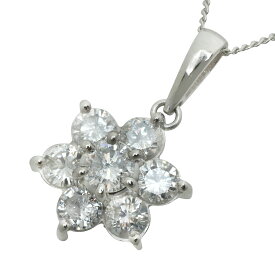 【本物保証】 新品同様 フラワーモチーフ ネックレス 5.0g Pt850/Pt900 メレダイヤ1.50ct 7Pダイヤ 1ct up 1カラット以上 ノーブランド 【中古】