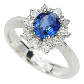 【本物保証】 鑑付 新品同様 リング 指輪 6.3g プラチナ Pt900 サファイア 1.11ct メレダイヤモンド 0.55ct 11号 キレイ 上品 ノーブランド 【中古】