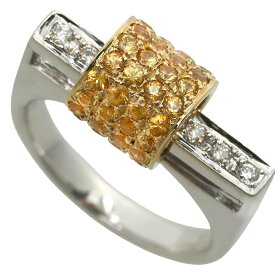 【本物保証】 鑑付 新品同様 リング 指輪 8.1g K18 天然サファイア メレサファイア 1.13ct メレダイヤ 0.15ct 13号 ノーブランド No brand 【中古】