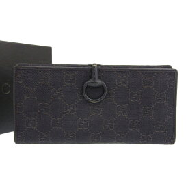 【本物保証】 箱付 グッチ GUCCI GGキャンバス ホースビット 長財布 101602 3661 ブラック ヴィンテージ 【中古】