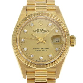 【本物保証】 新品同様 ロレックス ROLEX デイトジャスト 69178G R番(1987～88年頃) ゴールド文字盤 10Pダイヤ K18YG 72.2g 自動巻 26mm 【中古】