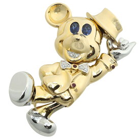 【本物保証】 新品同様 ペンダント付ブローチ 23.9g K18 サファイア 0.66ct ダイヤ 0.10ct ルビー 0.07ct ミッキーモチーフ ノーブランド 【中古】