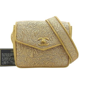 【本物保証】 希少 レア 保付 超美品 シャネル CHANEL ココマーク 西陣織 ウエストポーチ シール付2番台 ウエストバッグ ゴールド 日本限定 【中古】