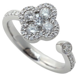 【本物保証】 新品同様 フラワーモチーフ リング 指輪 約3.8g K18WG メレダイヤモンド 0.78ct 約11号 上品 オープンリング ノーブランド 【中古】