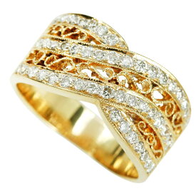 【本物保証】 新品同様 リング 指輪 約8.1g K18YG 750 メレダイヤモンド 0.68ct 約15号 キレイ 上品 ノーブランド No brand 【中古】