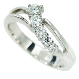 【本物保証】 新品同様 リング 指輪 約5.9g プラチナ Pt900 5Pダイヤ メレダイヤモンド 0.38ct 約12号 上品 キレイ ノーブランド No brand 【中古】