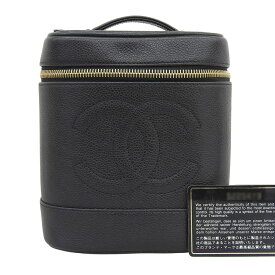 【本物保証】 保付 シャネル CHANEL ココマーク バニティバッグ A01998 シール付 5番台 キャビアスキン ブラック ロゴ 【中古】