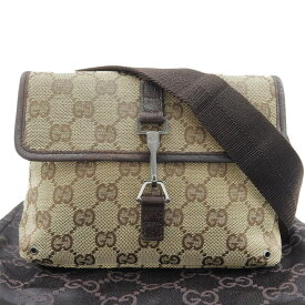【本物保証】 布袋付 グッチ GUCCI GGキャンバス ウエストバッグ 92543 001998 ボディバッグ キャンバス×レザー ベージュ×ブラウン 【中古】