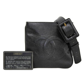 【本物保証】 保付 超美品 シャネル CHANEL ココマーク ウエストバッグ ウエストポーチ シール付 1番台 キャビアスキン 黒 ヴィンテージ 【中古】