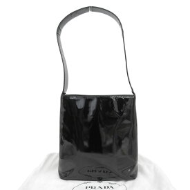 【本物保証】 布袋付 プラダ PRADA ワンショルダーバッグ エナメル ブラック シンプル ヴィンテージ 【中古】