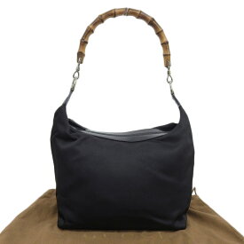 【本物保証】 布袋付 グッチ GUCCI バンブー ハンドバッグ 000 1956 0531 キャンバス×バンブー ブラック ヴィンテージ 【中古】