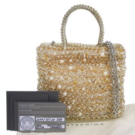 【本物保証】 布袋・保付 新品同様 アンテプリマ ANTEPRIMA ワイヤーバッグ ペルラグリッター 2WAYバッグ シルバー×ゴールド パール 【中古】