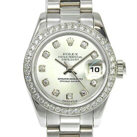 【本物保証】 保付 新品同様 ロレックス ROLEX デイトジャスト26 179136G K番 ベゼル 10Pダイヤ アイスブルー文字盤 Pt950 約128.2g OH済 【中古】
