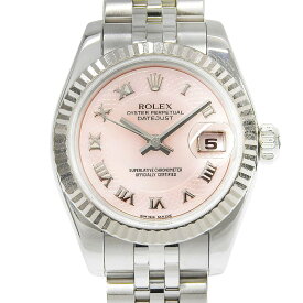 【本物保証】 新品同様 ロレックス ROLEX デイトジャスト 179174NR D番 ピンクシェル文字盤 K18WG/SS 2025/10OH済 自動巻 約26ミリ 腕時計 【中古】