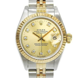 【本物保証】 新品同様 ロレックス ROLEX デイトジャスト コンビ 69173G L番 10Pダイヤ シャンパンゴールド文字盤 K18YG/SS 2026/04OH済 【中古】
