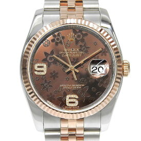 【本物保証】 希少 レア 箱・保付 新品同様 ロレックス ROLEX デイトジャスト36 コンビ 116231 ランダム番 チョコレートフラワー 2026/04OH 【中古】
