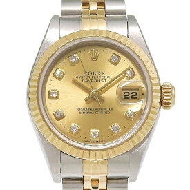 【本物保証】 箱・保付 新品同様 ロレックス ROLEX デイトジャスト コンビ 79173G P番 10Pダイヤ シャンパンゴールド文字盤 K18YG/SS 26mm 【中古】